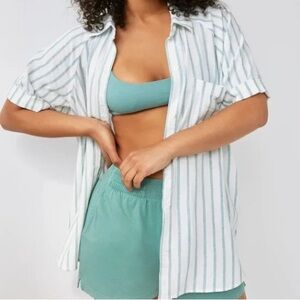 Aritzia Wilfred Free Oversized Boyfriend Linen Oversized Stripe Top XXS